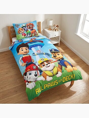 Completo letto per bambini Paw Patrol con Ryder, Chase, Marshall e Rubble – 100% cotone