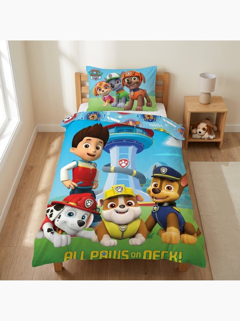 Completo letto per bambini Paw Patrol con Ryder, Chase, Marshall e Rubble – 100% cotone Blu - Kiabi