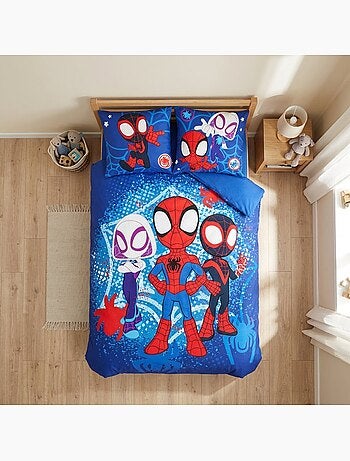 Completo letto per bambini Spider-Man con Spidey, Ghost-Spider e Spin reversibile – 100% cotone