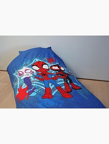 Completo letto per bambini Spider-Man con Spidey, Ghost-Spider e Spin reversibile – 100% cotone