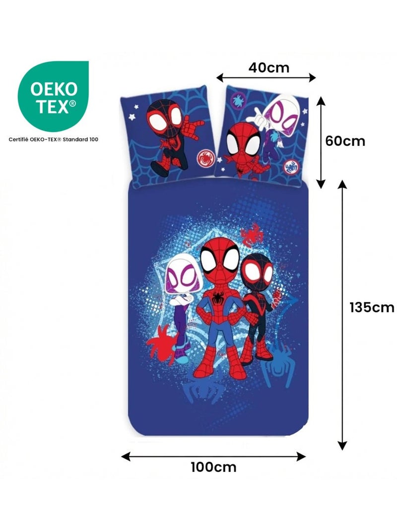 Completo letto per bambini Spider-Man con Spidey, Ghost-Spider e Spin reversibile – 100% cotone Blu - Kiabi