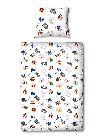 Completo Letto per Bambino Stampato Reversibile Super Mario e i suoi amici, Copripiumino 140x200 cm