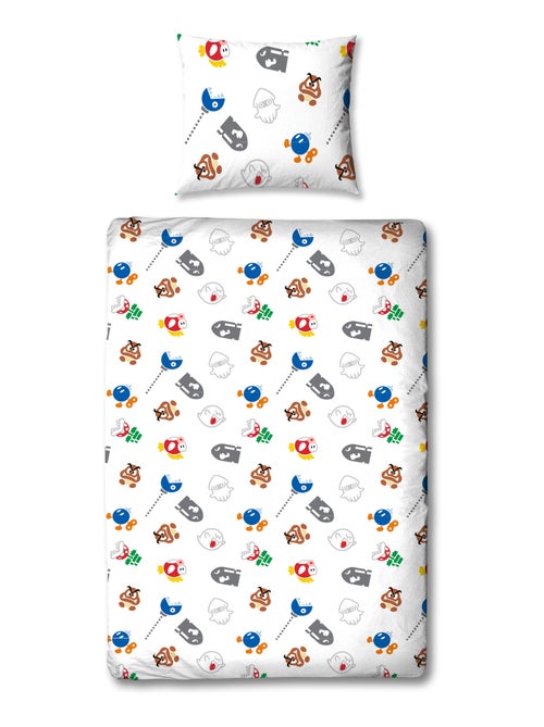 Completo Letto per Bambino Stampato Reversibile Super Mario e i suoi amici, Copripiumino 140x200 cm - Kiabi Completo Letto per Bambino Stampato Reversibile Super Mario e i suoi amici, Copripiumino 140x200 cm - Kiabi