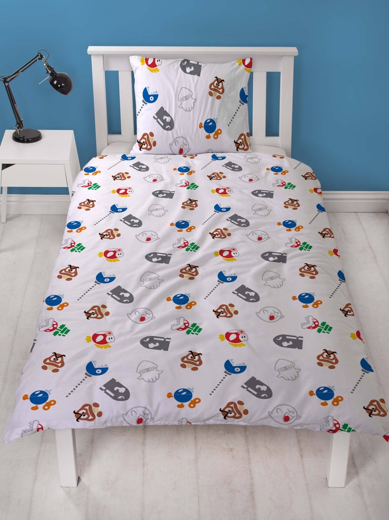 Completo Letto per Bambino Stampato Reversibile Super Mario e i suoi amici, Copripiumino 140x200 cm Grigio - Kiabi