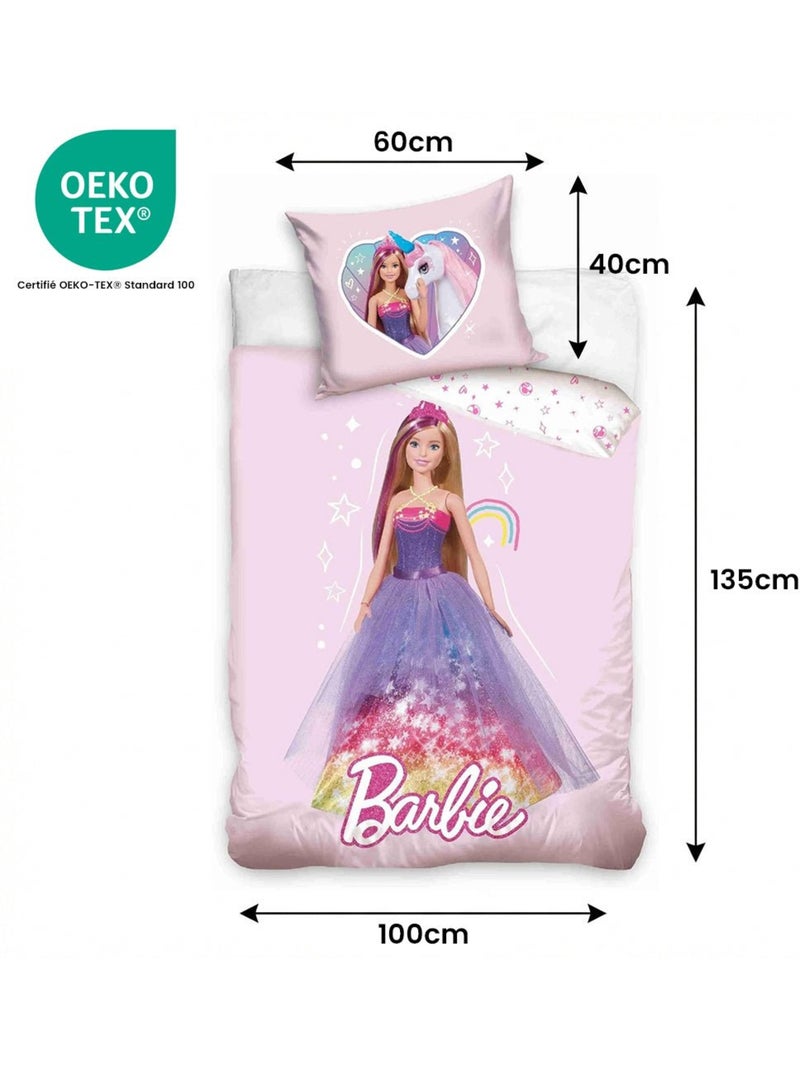 Completo letto per bebè Barbie reversibile – 100% cotone Rosa - Kiabi