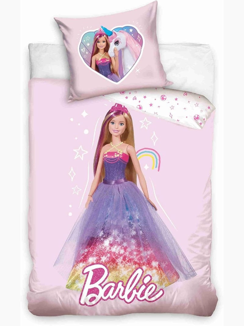 Completo letto per bebè Barbie reversibile – 100% cotone Rosa - Kiabi