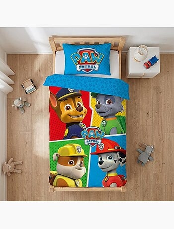 Completo letto per bebè di Paw Patrol con Chase, Rubble e Marshall reversibile – 100% cotone