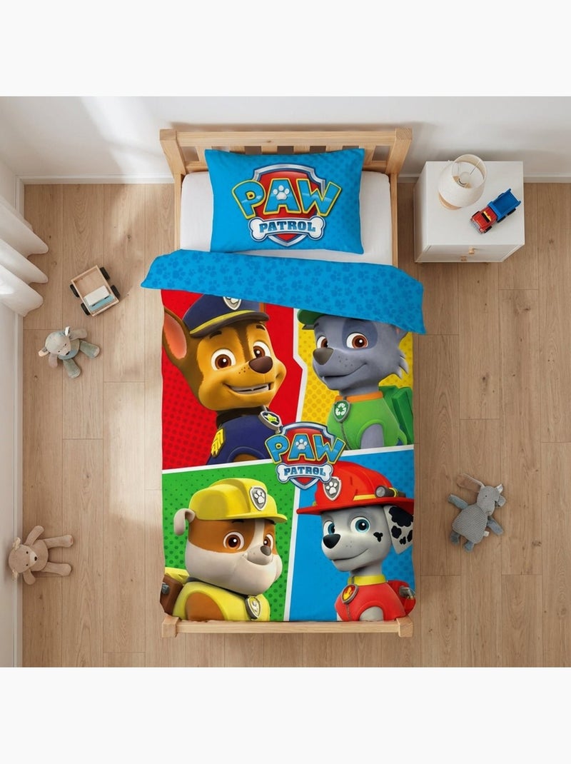 Completo letto per bebè di Paw Patrol con Chase, Rubble e Marshall reversibile – 100% cotone Blu - Kiabi