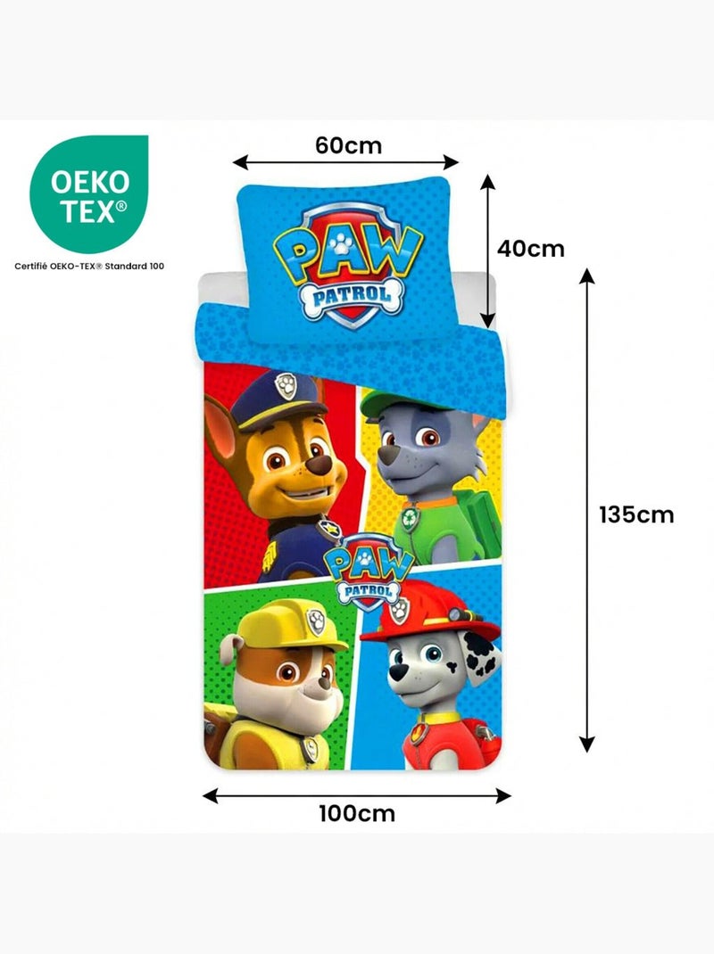 Completo letto per bebè di Paw Patrol con Chase, Rubble e Marshall reversibile – 100% cotone Blu - Kiabi