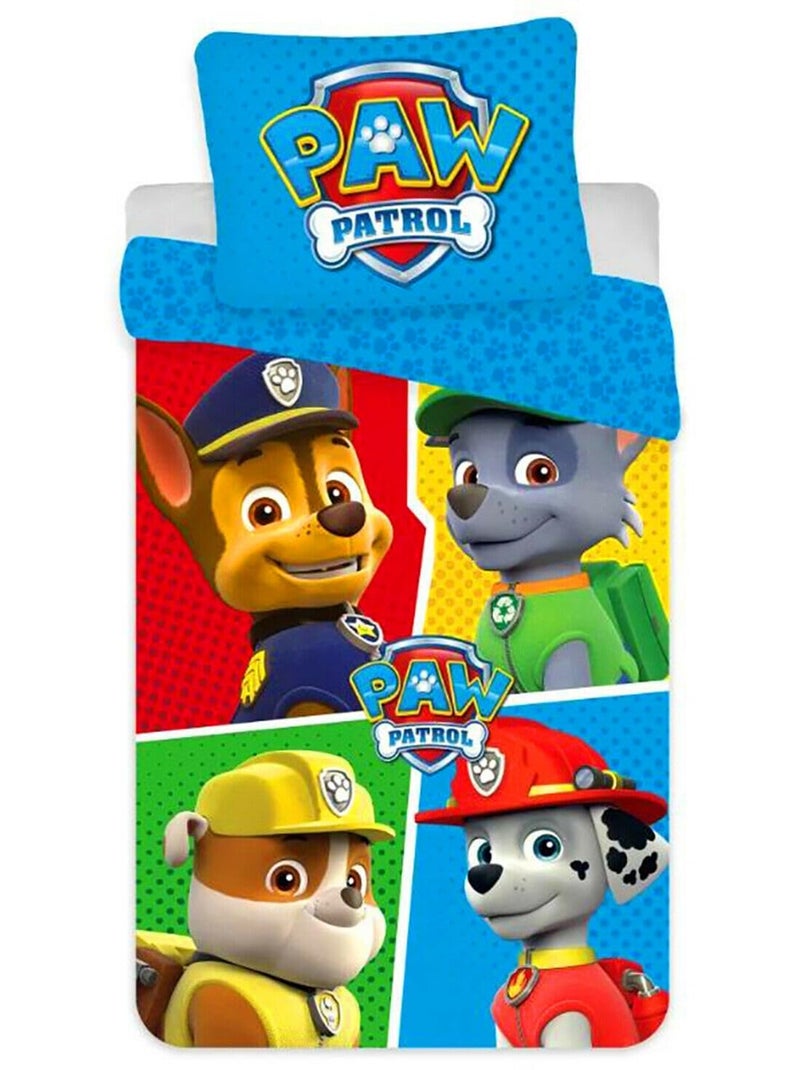 Completo letto per bebè di Paw Patrol con Chase, Rubble e Marshall reversibile – 100% cotone Blu - Kiabi