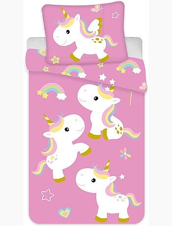 Completo letto per bebè Disney con Unicorno e arcobaleno reversibile – 100% cotone