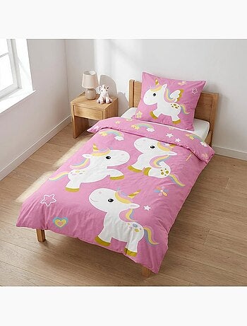 Completo letto per bebè Disney con Unicorno e arcobaleno reversibile – 100% cotone