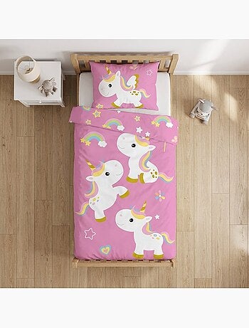 Completo letto per bebè Disney con Unicorno e arcobaleno reversibile – 100% cotone