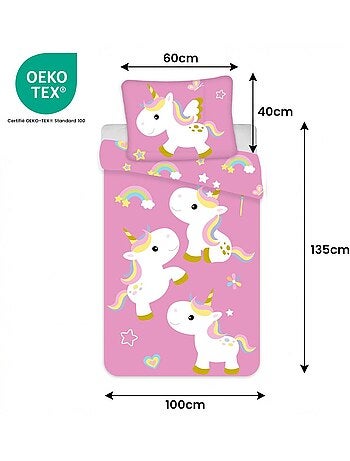 Completo letto per bebè Disney con Unicorno e arcobaleno reversibile – 100% cotone