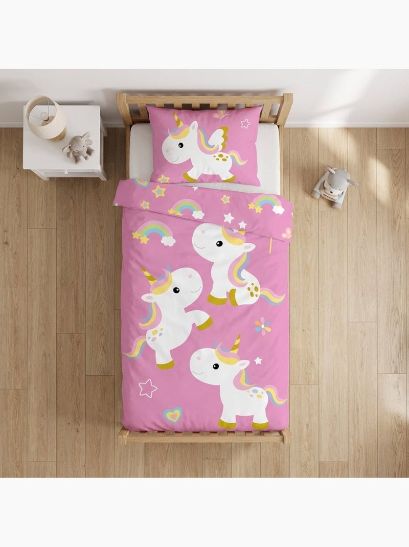 Completo letto per bebè Disney con Unicorno e arcobaleno reversibile – 100% cotone Rosa - Kiabi