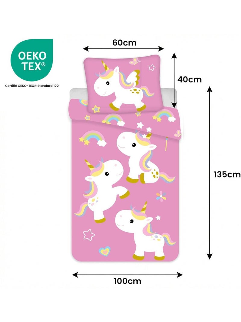 Completo letto per bebè Disney con Unicorno e arcobaleno reversibile – 100% cotone Rosa - Kiabi