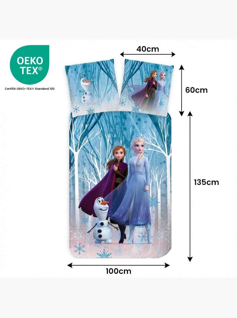 Completo letto per bebè Frozen con Elsa, Anna e Olaf reversibile – 100% cotone Blu - Kiabi