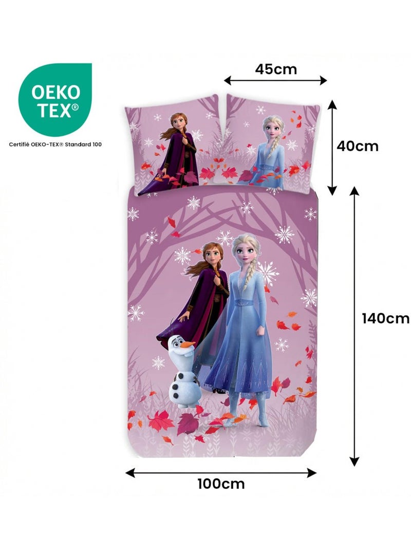 Completo letto per bebè Frozen con Elsa, Anna e Olaf reversibile – 100% cotone Rosa - Kiabi