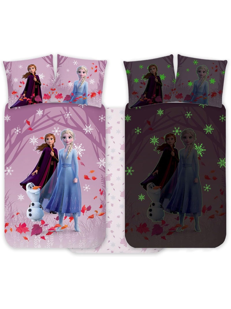 Completo letto per bebè Frozen con Elsa, Anna e Olaf reversibile – 100% cotone Rosa - Kiabi