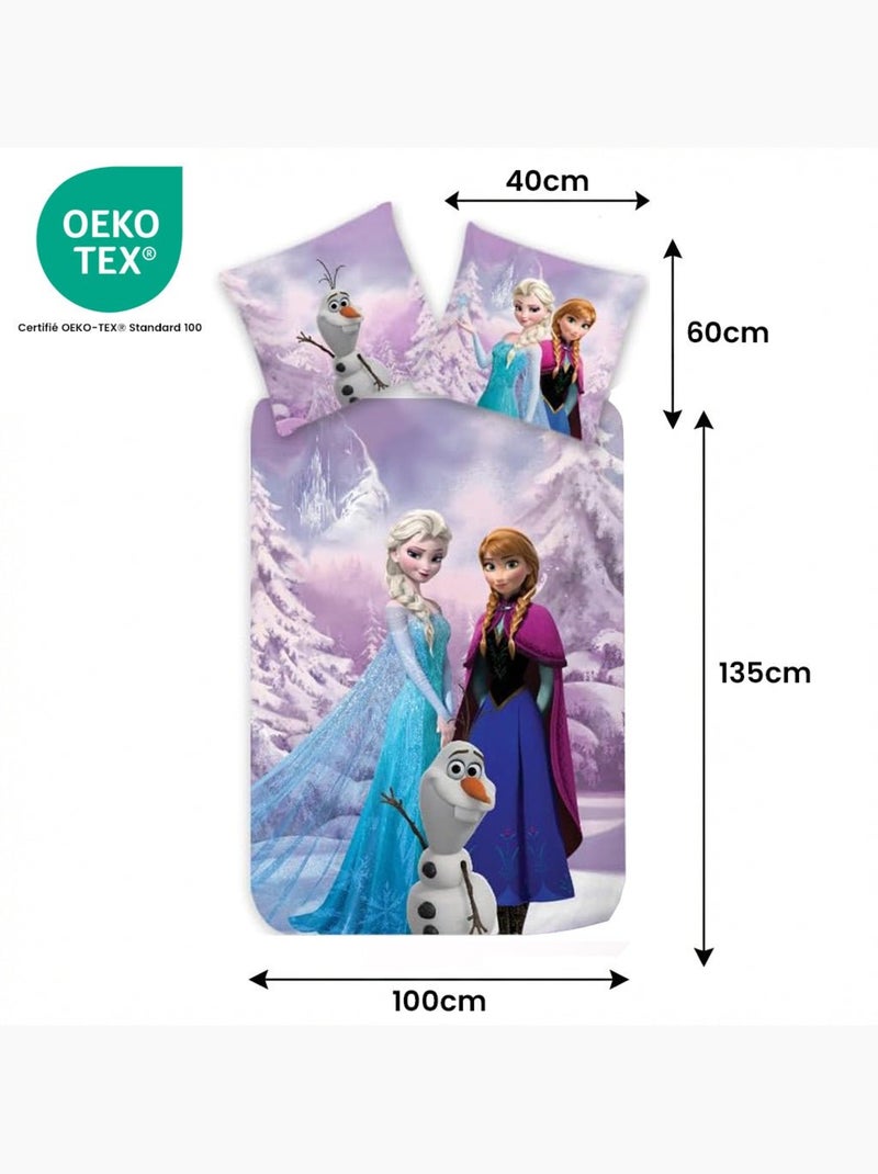 Completo letto per bebè Frozen con Elsa, Anna e Olaf reversibile – 100% cotone Viola - Kiabi
