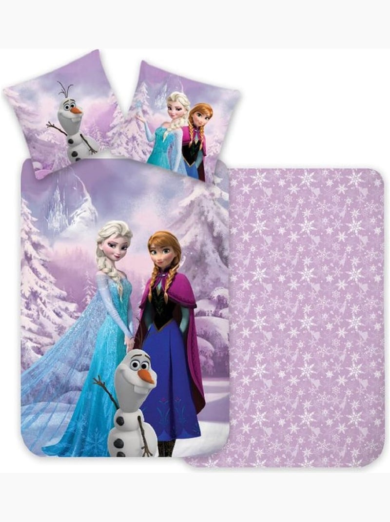 Completo letto per bebè Frozen con Elsa, Anna e Olaf reversibile – 100% cotone Viola - Kiabi