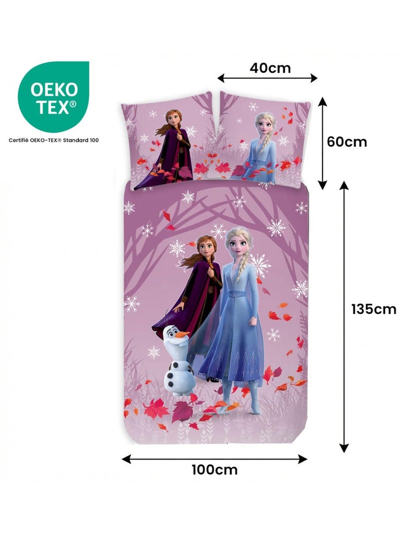Completo letto per bebè Frozen con Elsa, Anna e Olaf reversibile – 100% cotone Viola - Kiabi