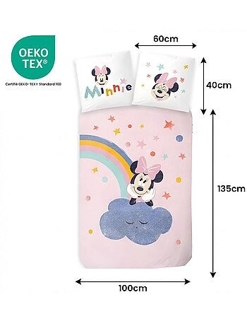 Completo letto per bebè Minnie con arcobaleno e nuvola reversibile – 100% cotone