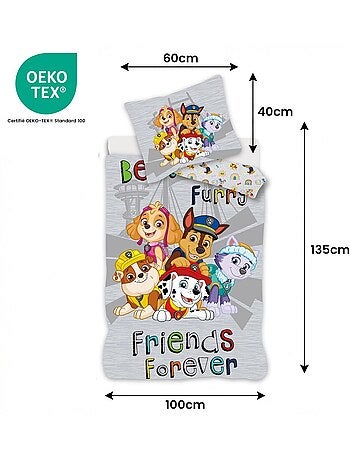 Completo letto per bebè Paw Patrol con Chase, Marshall, Skye e Rubble reversibile – 100% cotone