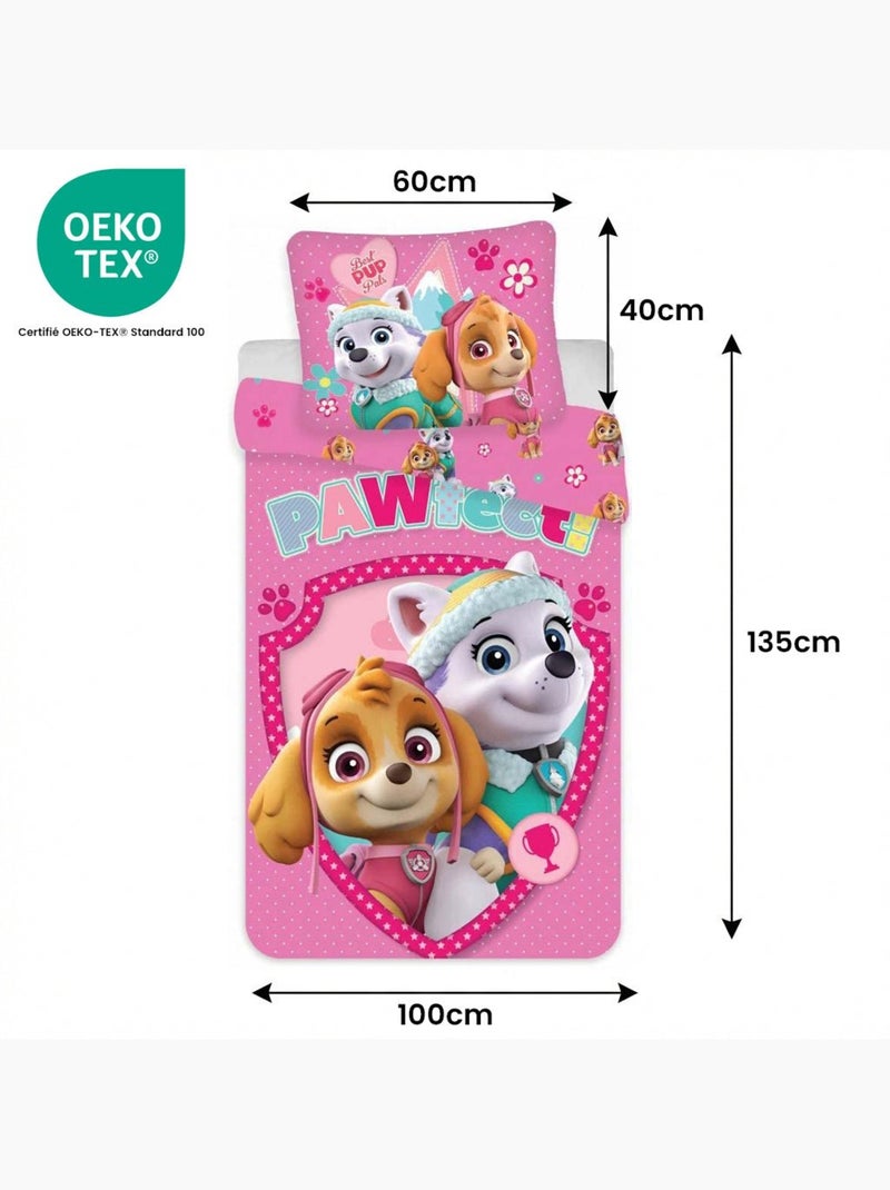Completo letto per bebè Paw Patrol con Everest e Skye reversibile – 100% cotone Rosa - Kiabi