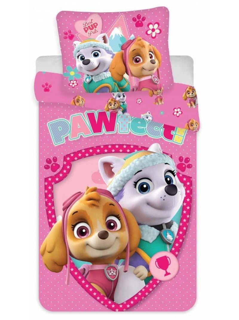 Completo letto per bebè Paw Patrol con Everest e Skye reversibile – 100% cotone Rosa - Kiabi