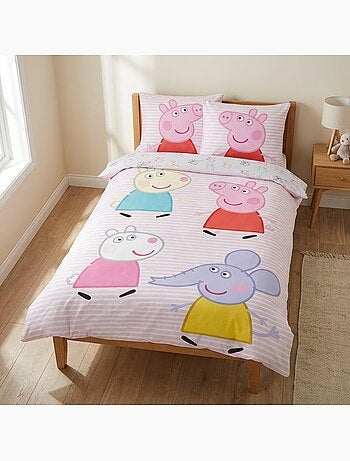 Completo letto per bebè Peppa Pig con George Pig, Suzy Sheep ed Emily Elephant reversibile