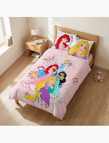 Completo letto per bebè Principesse con Rapunzel, Ariel, Jasmine e Cenerentola reversibile