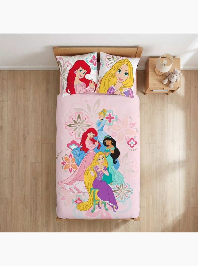 Completo letto per bebè Principesse con Rapunzel, Ariel, Jasmine e Cenerentola reversibile Rosa - Kiabi