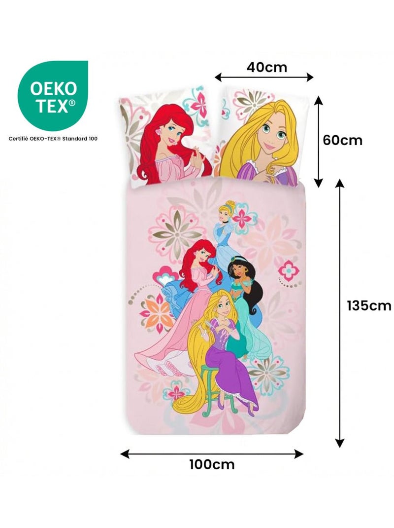 Completo letto per bebè Principesse con Rapunzel, Ariel, Jasmine e Cenerentola reversibile Rosa - Kiabi