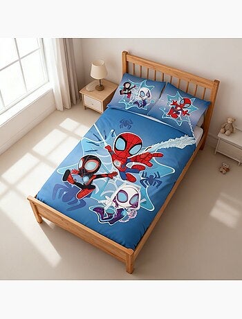 Completo letto per neonato Spider-Man con Spidey, Ghost-Spider e Spin reversibile – 100% cotone