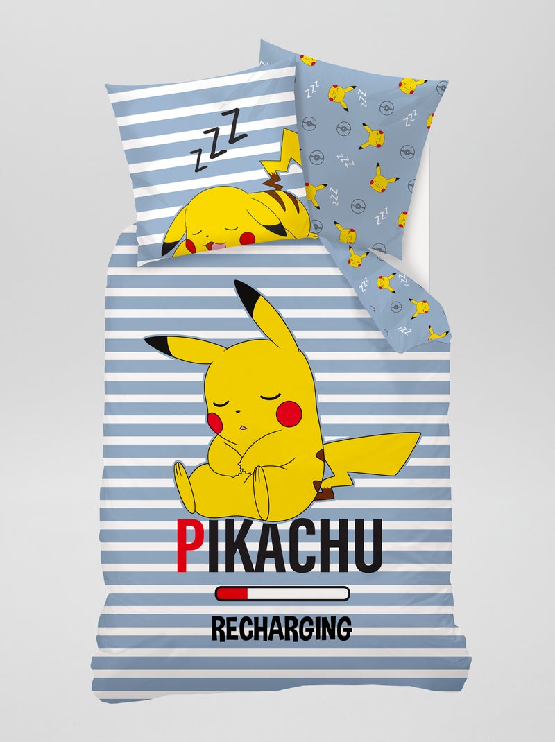 Completo letto 'Pikachu'- 1 piazza blu/giallo - Kiabi