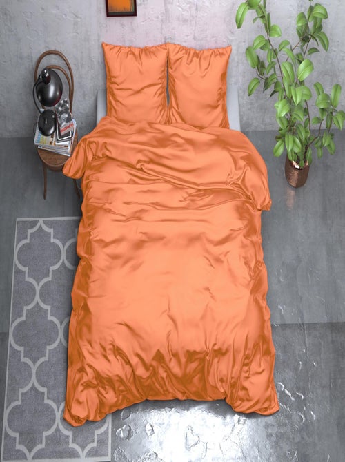 Completo Letto Satinato Arancione - Kiabi Completo Letto Satinato Arancione - Kiabi