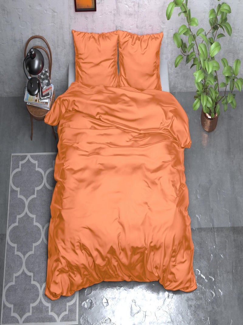 Completo Letto Satinato Arancione Arancione - Kiabi