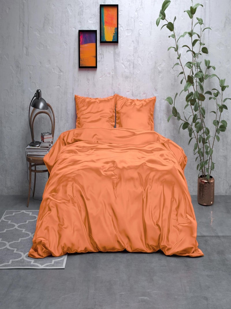 Completo Letto Satinato Arancione Arancione - Kiabi