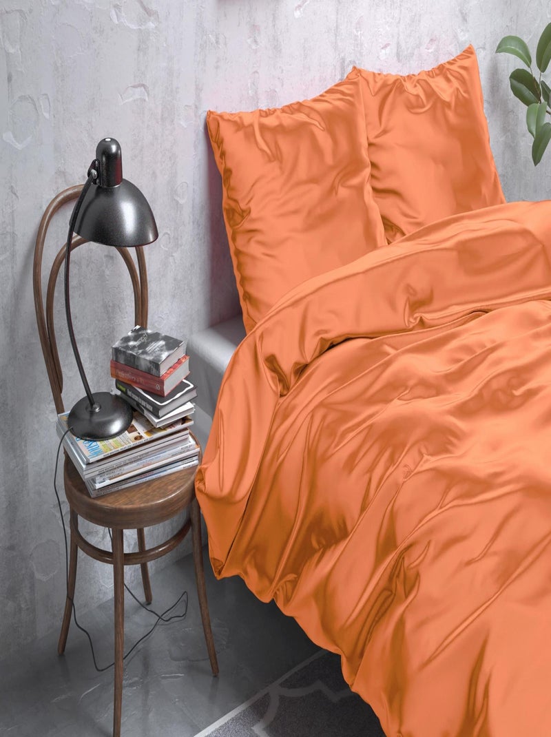 Completo Letto Satinato Arancione Arancione - Kiabi