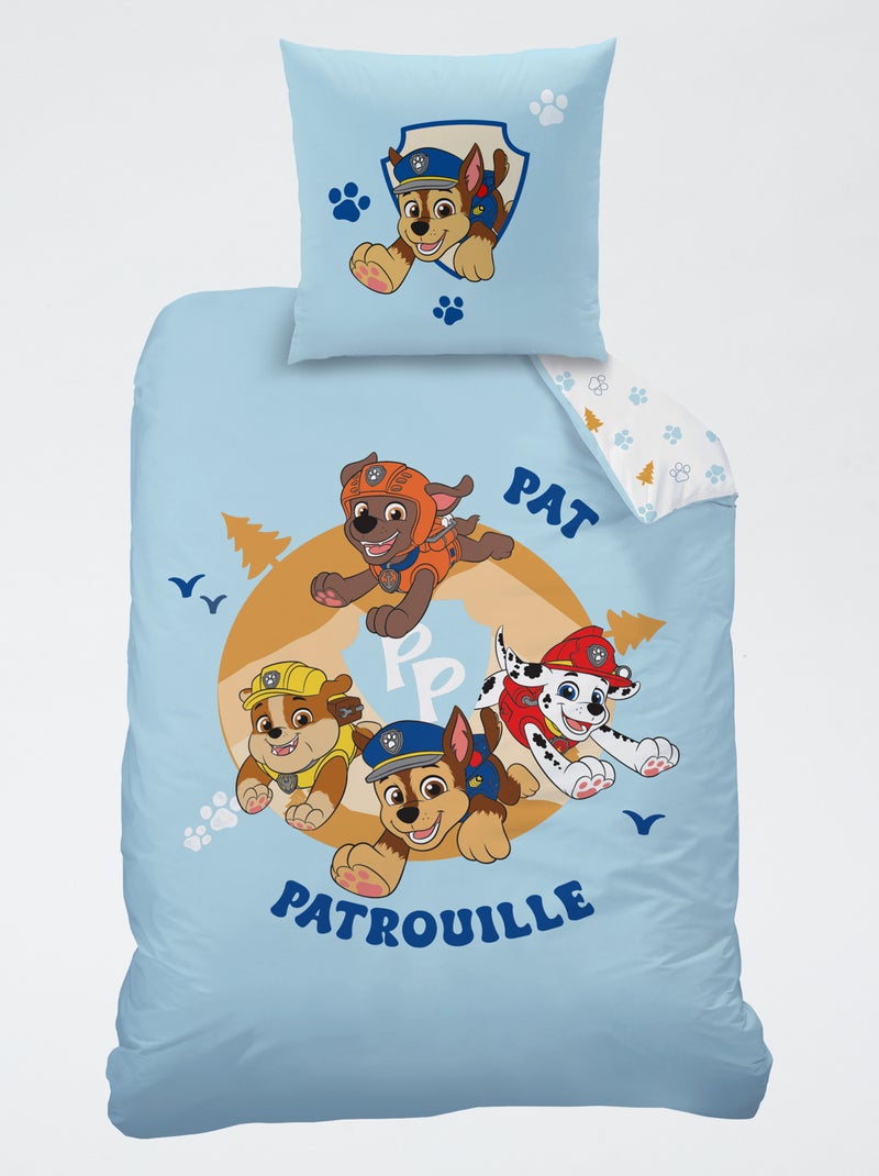 Completo letto singolo 2 pezzi \'Paw Patrol\': copripiumino + 1 federa Blu - Kiabi