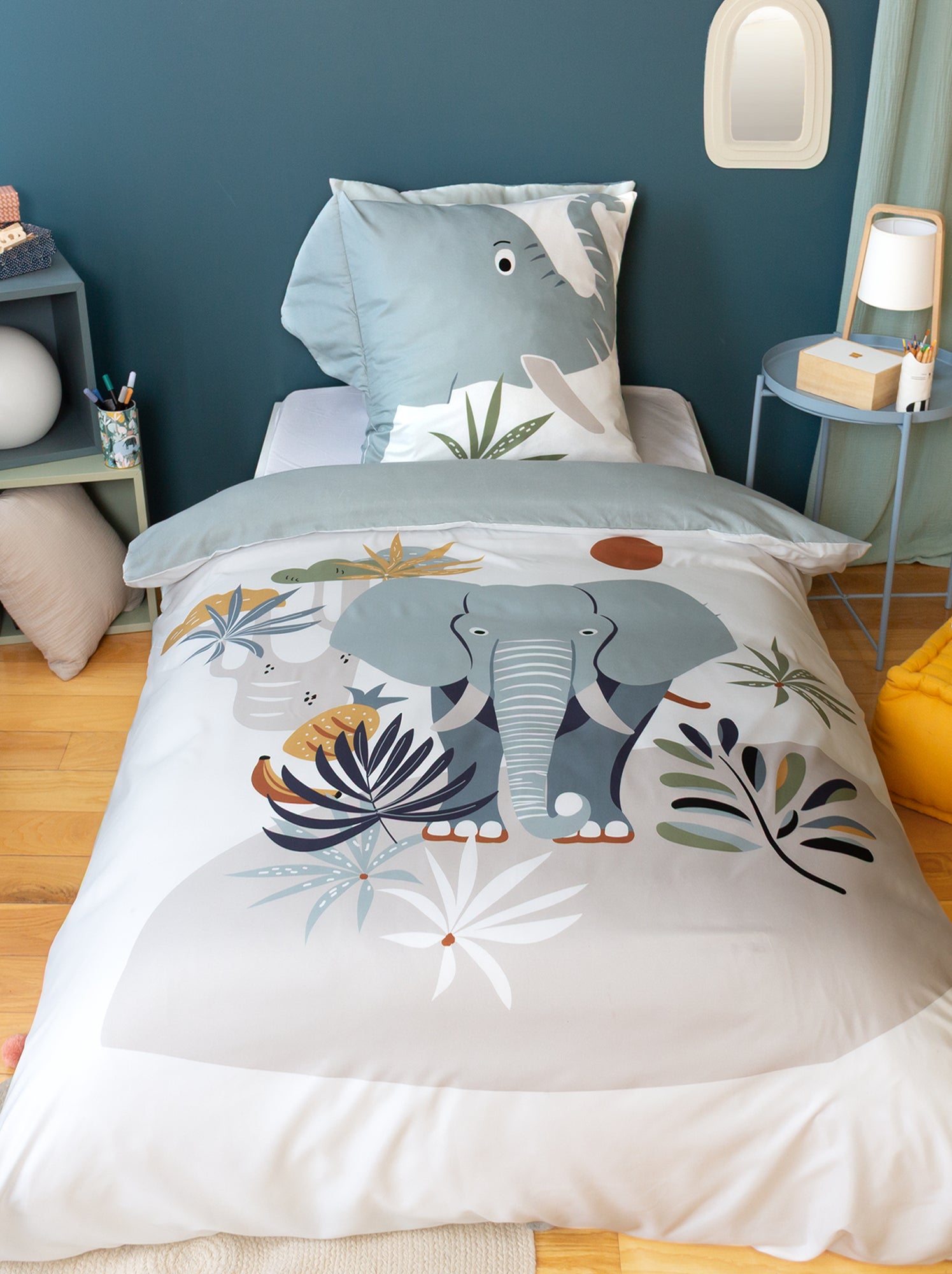 Completo letto singolo stampato 'elefante'