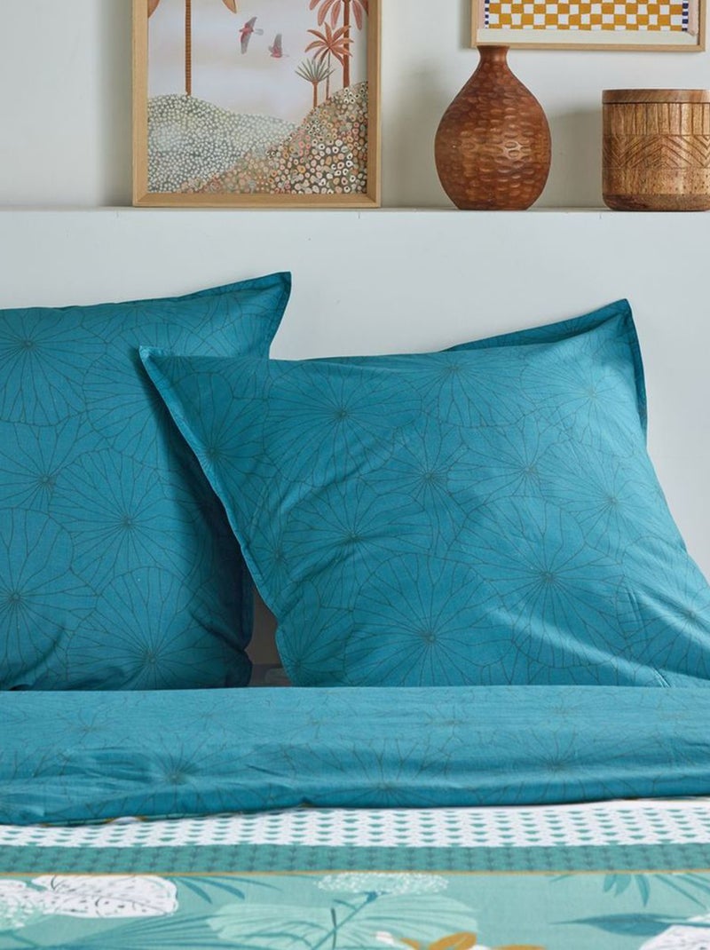 Completo letto stampato con foglie - 2 persone Blu - Kiabi