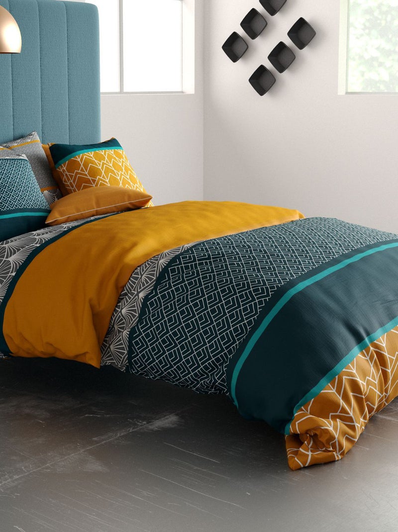 Completo letto stampato copripiumino + 2 federe - 2 persone Blu - Kiabi