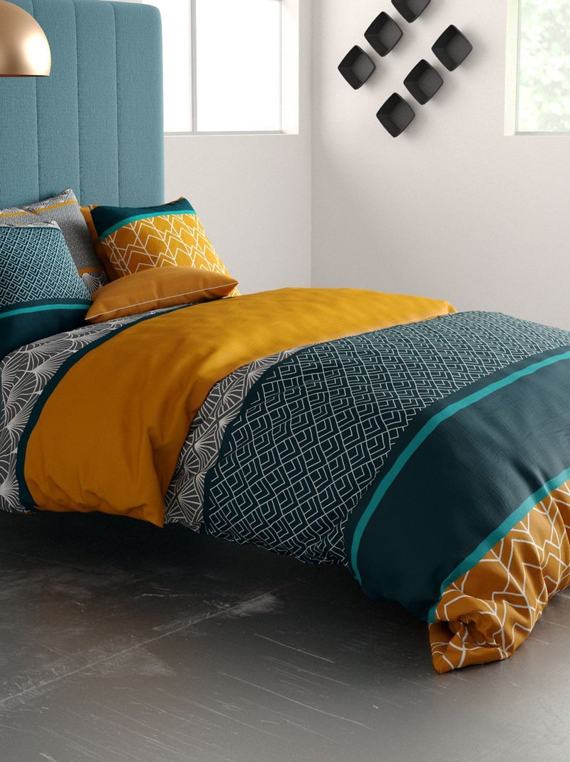 Completo letto stampato copripiumino + 2 federe - 2 persone Blu - Kiabi