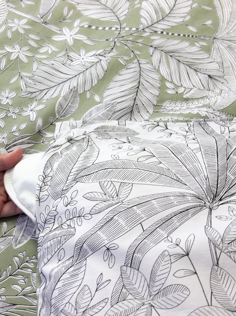 Completo letto stampato fiori - 2 persone Grigio - Kiabi