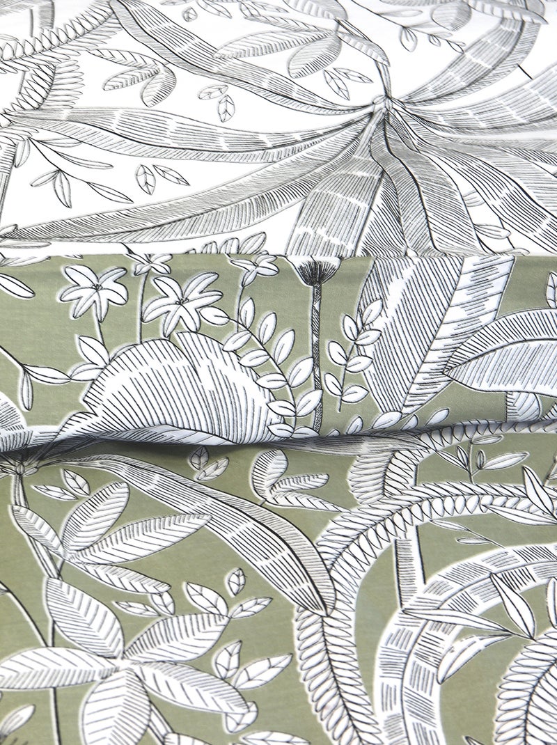 Completo letto stampato fiori - 2 persone Grigio - Kiabi