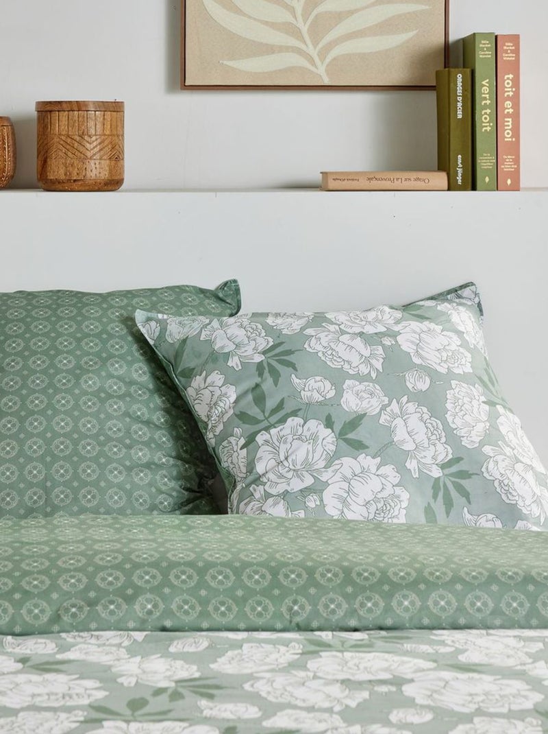 Completo letto stampato fiori reversibile - 2 persone Verde - Kiabi
