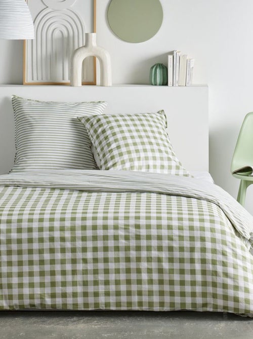 Completo letto stampato vichy reversibile - 2 persone - Kiabi Completo letto stampato vichy reversibile - 2 persone - Kiabi