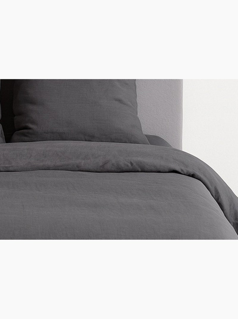 Completo letto tinta unita micro lavata Grigio antracite - Kiabi